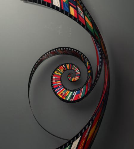 Vibrant Flags in Spiraling Film Strip (634 x 951 px)